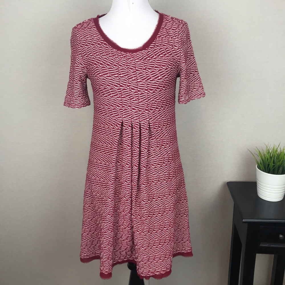 Anthropologie Maeve Dora Textured Knit Shift Dress Wine XS